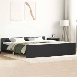 Berkfield Home Durable Bed Frame with Headboard & Footboard Black 160x200 cm - thumbnail 2