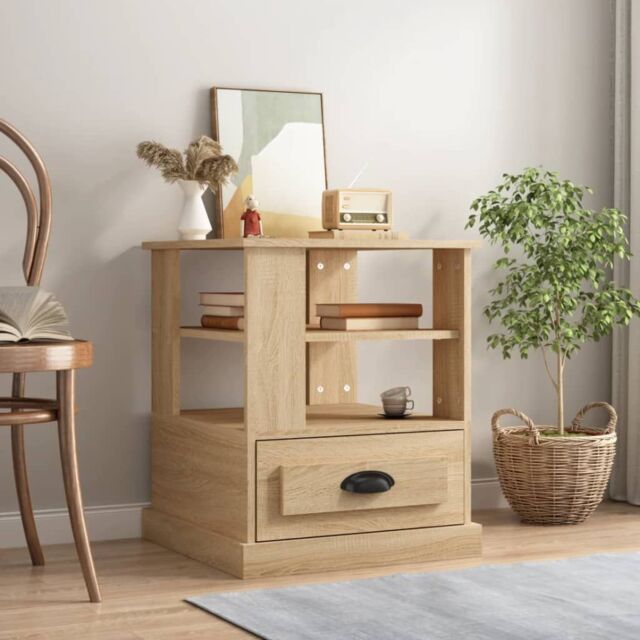 Berkfield Home Side Table Sonoma Oak 50x50x60 cm Engineered Wood in Brown - Size: 50 x 50 x 60 cm - image 1