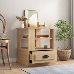 Berkfield Home Side Table Sonoma Oak 50x50x60 cm Engineered Wood in Brown - Size: 50 x 50 x 60 cm - thumbnail 3