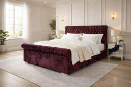 PARADISE BEDS LTD Luxury Ripon Divan Ottoman Modern Bed in Dark Red - Size: King - thumbnail 1