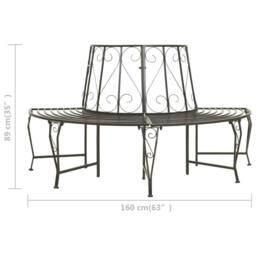 Berkfield Home Garden Half Round Tree Bench 160 cm Steel in Grey - thumbnail 7
