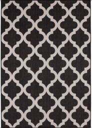 THE RUGS Outdoor Indoor Black Ivory Geometric Trellis Rug Weather Resistant - Size: 200 cm x 290 cm - thumbnail 2