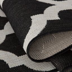 THE RUGS Outdoor Indoor Black Ivory Geometric Trellis Rug Weather Resistant - Size: 200 cm x 290 cm - thumbnail 4