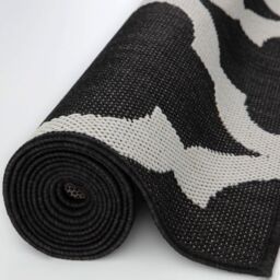 THE RUGS Outdoor Indoor Black Ivory Geometric Trellis Rug Weather Resistant - Size: 200 cm x 290 cm - thumbnail 6