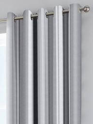 Fusion 'Whitworth Stripe' Fully Lined 100% Cotton Eyelet Curtains in Grey - Size: 117 cm width x 183 cm drop - thumbnail 2