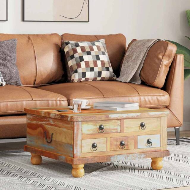 Berkfield Home Coffee Table Reclaimed Wood 70x70x38 cm - Size: 70 x 70 x 38 cm - image 1