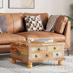 Berkfield Home Coffee Table Reclaimed Wood 70x70x38 cm - Size: 70 x 70 x 38 cm - thumbnail 1