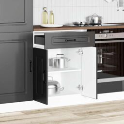 Berkfield Home Kitchen Base Cabinet Kalmar Black Engineered Wood - thumbnail 3