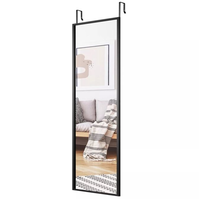 Costway 2 IN1 Full Length Mirror Over the Door Dressing Mirror Wall Mounted Makeup in Black - image 1