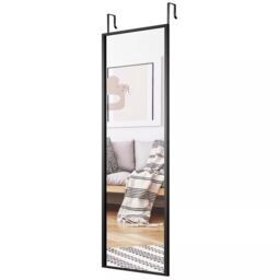 Costway 2 IN1 Full Length Mirror Over the Door Dressing Mirror Wall Mounted Makeup in Black - thumbnail 1