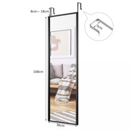 Costway 2 IN1 Full Length Mirror Over the Door Dressing Mirror Wall Mounted Makeup in Black - thumbnail 2
