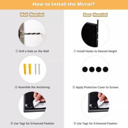 Costway 2 IN1 Full Length Mirror Over the Door Dressing Mirror Wall Mounted Makeup in Black - thumbnail 6