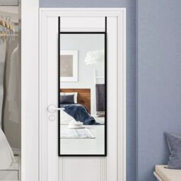 Costway 2 IN1 Full Length Mirror Over the Door Dressing Mirror Wall Mounted Makeup in Black - thumbnail 3