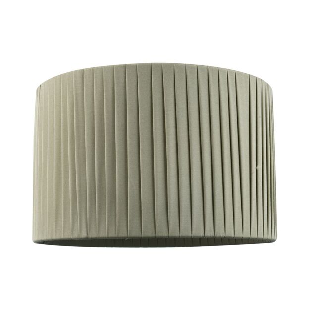 Happy Homewares Contemporary Designer Double Pleated Cotton Fabric Drum Lamp Shade in Olive - Size: 12 inches - image 1