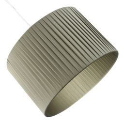Happy Homewares Contemporary Designer Double Pleated Cotton Fabric Drum Lamp Shade in Olive - Size: 12 inches - thumbnail 3