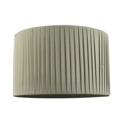 Happy Homewares Contemporary Designer Double Pleated Cotton Fabric Drum Lamp Shade in Olive - Size: 12 inches