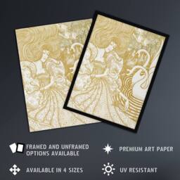 "Artery8 Woman With Butterfly Pond Two Swans Vintage Wall Art Print Toorop in Brown - Size: W12"" x H16""" - thumbnail 2