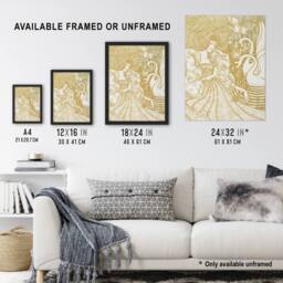 "Artery8 Woman With Butterfly Pond Two Swans Vintage Wall Art Print Toorop in Brown - Size: W12"" x H16""" - thumbnail 3