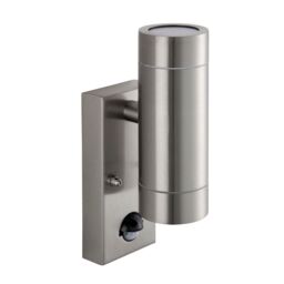 Netlighting Palin PIR Outdoor Up Down Wall Lamp 2 Light Brushed Stainless Steel IP65 in Grey - thumbnail 3