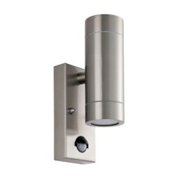 Netlighting Palin PIR Outdoor Up Down Wall Lamp 2 Light Brushed Stainless Steel IP65 in Grey - thumbnail 2