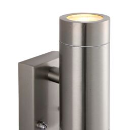 Netlighting Palin PIR Outdoor Up Down Wall Lamp 2 Light Brushed Stainless Steel IP65 in Grey - thumbnail 5