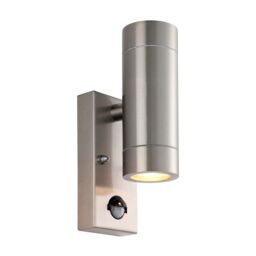 Netlighting Palin PIR Outdoor Up Down Wall Lamp 2 Light Brushed Stainless Steel IP65 in Grey - thumbnail 1