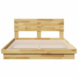 Berkfield Home Bed Frame with Headboard without Mattress 160x200 cm Solid Wood Oak in Brown - thumbnail 6