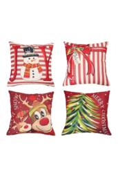 Living and Home Christmas Themed Decorative Pillow Case with Festive Motifs - thumbnail 1