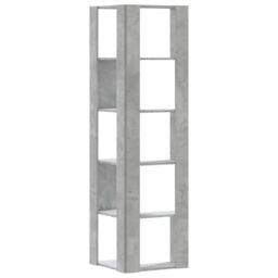 Berkfield Home Corner Bookcase 5-Tier Concrete Grey 50x50x179 cm Engineered Wood - Size: 50 x 50 x 179 cm - thumbnail 6