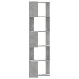 Berkfield Home Corner Bookcase 5-Tier Concrete Grey 50x50x179 cm Engineered Wood - Size: 50 x 50 x 179 cm - thumbnail 5