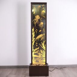 Primrose Mirror Water Feature with Ocean Floor Design with LED Lights in Brown - thumbnail 1