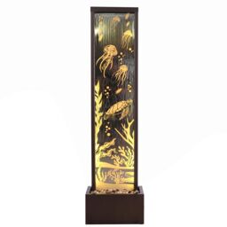 Primrose Mirror Water Feature with Ocean Floor Design with LED Lights in Brown - thumbnail 6