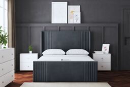 DS Living Elara Winged Steel Panel Ottoman Bed with Headboard in Grey - Size: Single - thumbnail 3