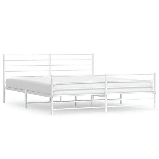 Berkfield Home Metal Bed Frame with Headboard & Footboard White 183x213 cm - image 1