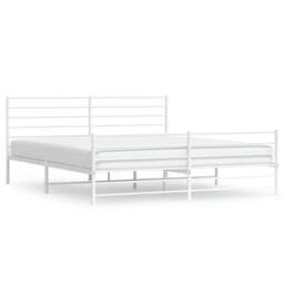 Berkfield Home Metal Bed Frame with Headboard & Footboard White 183x213 cm - thumbnail 1