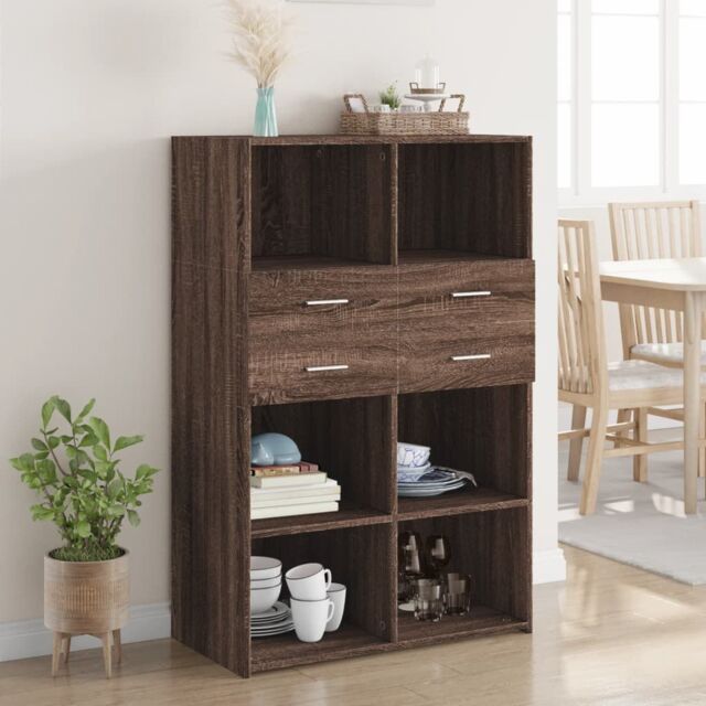 Berkfield Home Highboard Brown Oak 80x42.5x124 cm Engineered Wood - image 1