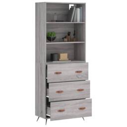Berkfield Home Highboard Grey Sonoma 69.5x34x180 cm Engineered Wood - thumbnail 3