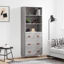 Berkfield Home Highboard Grey Sonoma 69.5x34x180 cm Engineered Wood - thumbnail 2