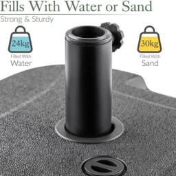 Christow Plastic Parasol Base 30kg Square Garden Umbrella Holder Stand Water Sand Filled in Black - thumbnail 3