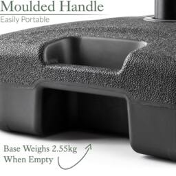 Christow Plastic Parasol Base 30kg Square Garden Umbrella Holder Stand Water Sand Filled in Black - thumbnail 5