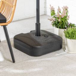 Christow Plastic Parasol Base 30kg Square Garden Umbrella Holder Stand Water Sand Filled in Black - thumbnail 2