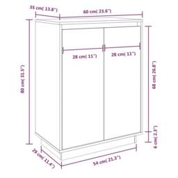 Berkfield Home Shoe Cabinet White 60x35x80 cm Solid Wood Pine - Size: 60 x 35 x 80 cm - thumbnail 9