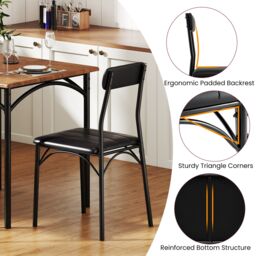 Gymax 3-Piece Dining Table Set With Square Table 2 Upholstered Armless Chair in Brown - thumbnail 9