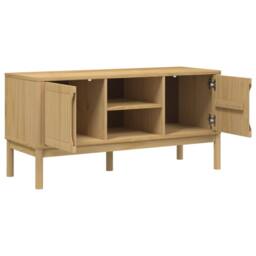Berkfield Home TV Cabinet FLORO Wax Brown 114x43x55 cm Solid Pine Wood in Light Brown - Size: 114 x 43 x 55 cm - thumbnail 8