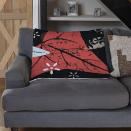 Benjamin Tate Design Leaves & Flowers Autumn Pattern Blanket in Natural - Size: 120 cm x 150 cm - thumbnail 2