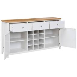 Wyld and Coco White MDF Sideboard - 2 Doors Drawers & Wine Rack W160 x D40 x H84cm - thumbnail 4