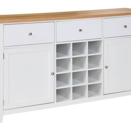 Wyld and Coco White MDF Sideboard - 2 Doors Drawers & Wine Rack W160 x D40 x H84cm - thumbnail 2