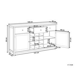 Wyld and Coco White MDF Sideboard - 2 Doors Drawers & Wine Rack W160 x D40 x H84cm - thumbnail 3