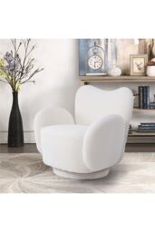 Teddy Fur Upholstered Swivel Chair Armchair - thumbnail 1