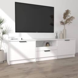Berkfield Home TV Cabinet White 140x35x40 cm Engineered Wood - Size: 140 x 35 x 40 cm - thumbnail 1
